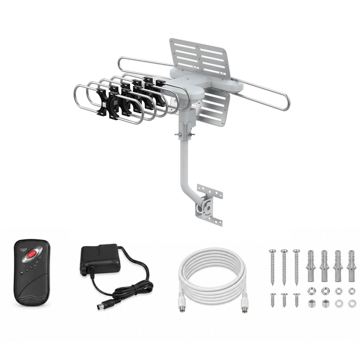 TECNOLAB - Antena TV Exterior 360 Grados VHF-UHF-HD con Control Motor - SC