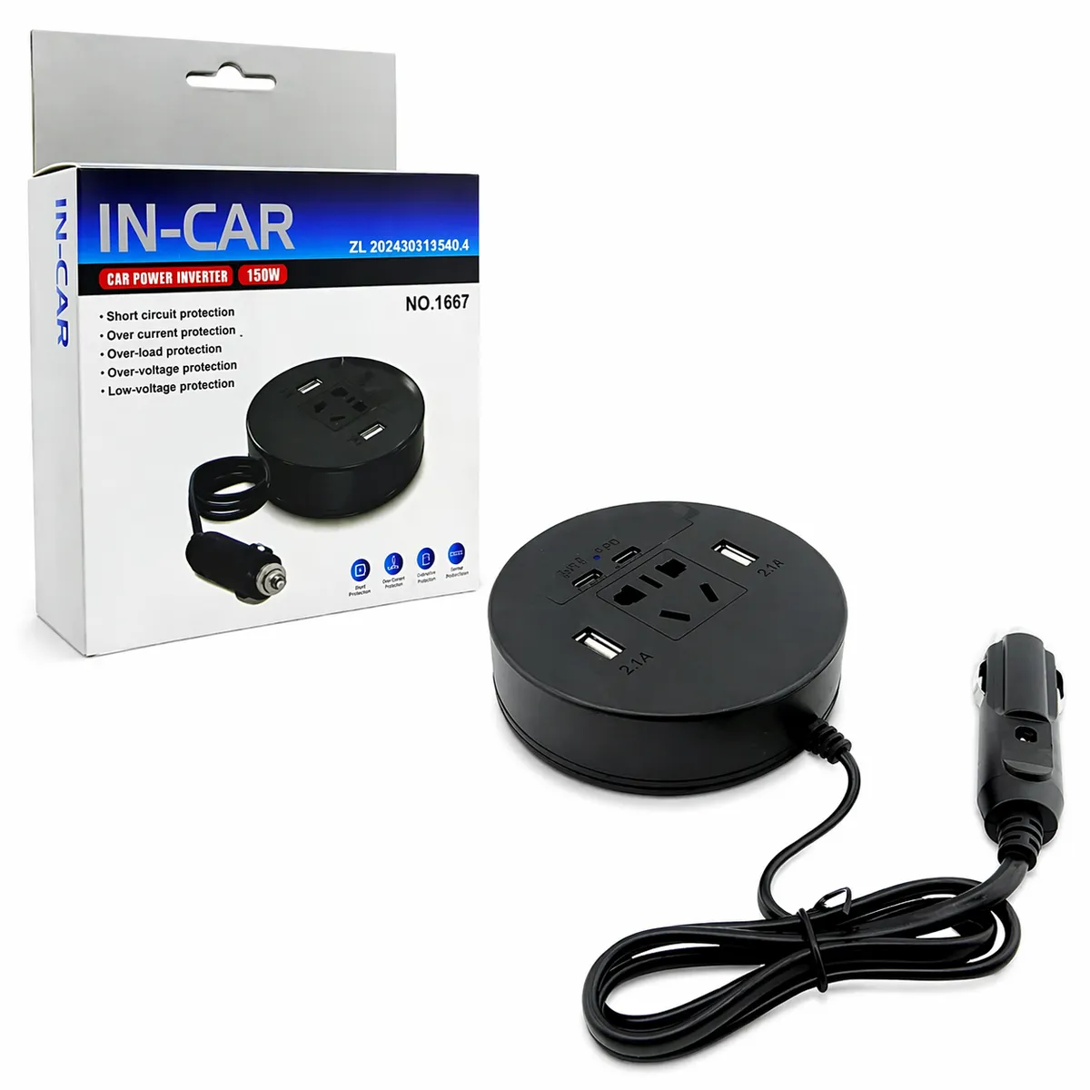 GENERICO - Inversor Para Auto 12 Volt Mas 2 Usb