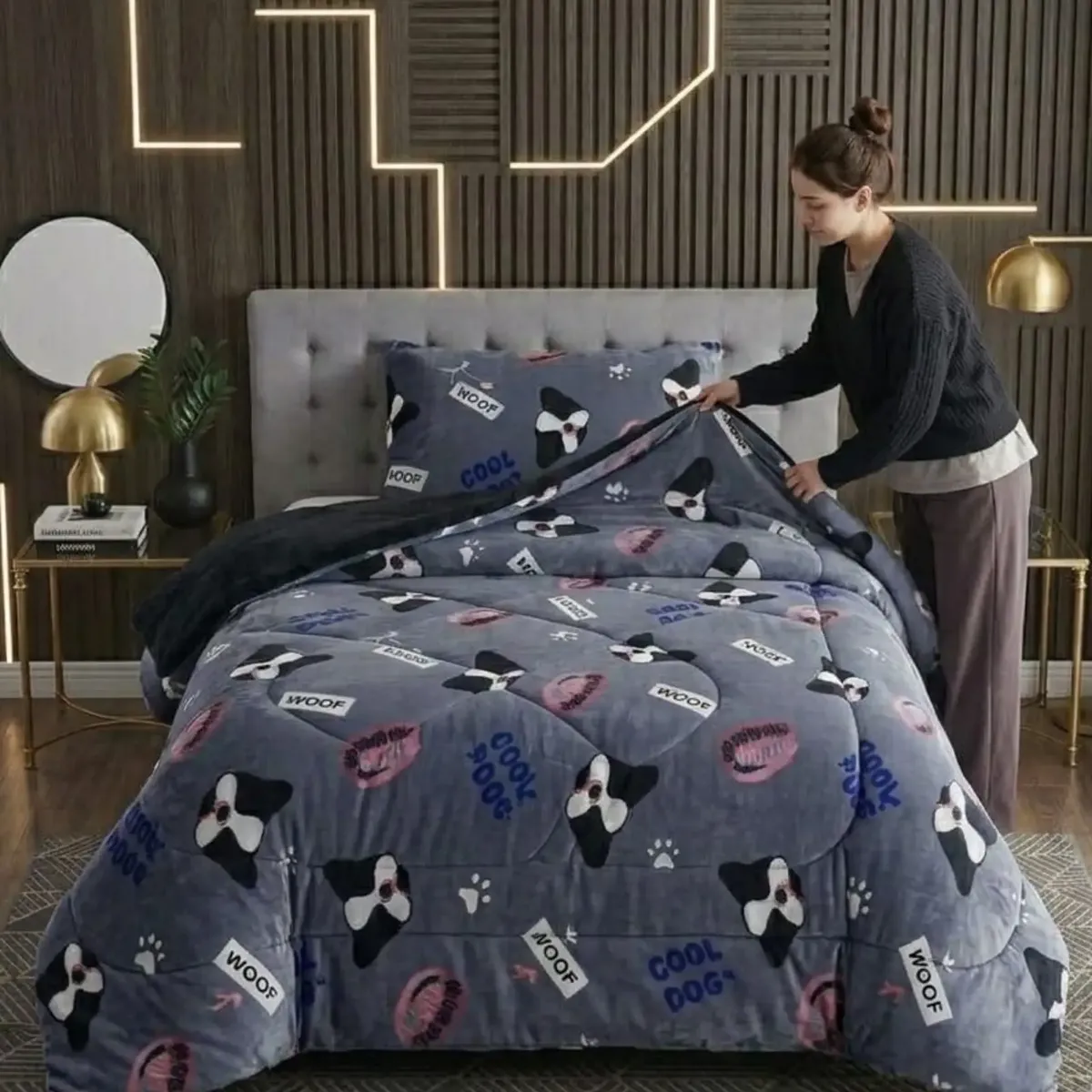 GENERICO - Cubrecama Plush con Chiporro Extra Suave y Térmico Invierno Plaza y Media12