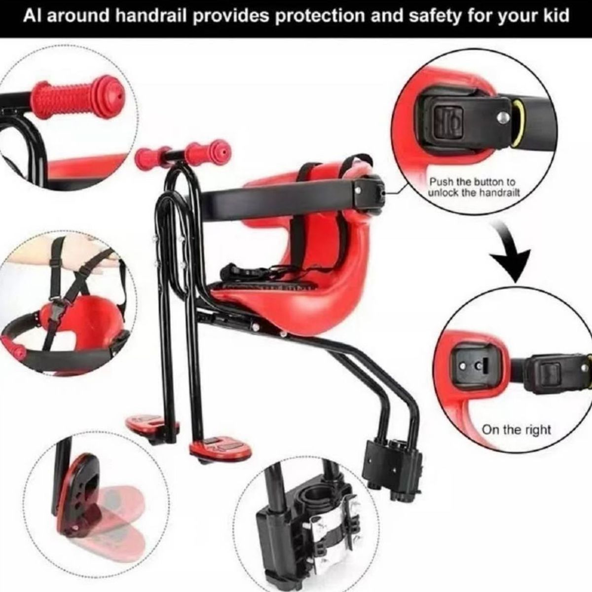 GENERICO - Silla de Bicicleta Delantera Hasta 30kg - ¡Nuevas