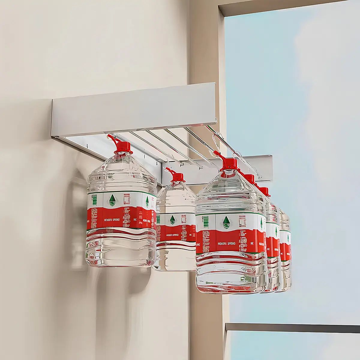 ZZODS - Tendedero de pared retráctil mágico de 80 cm. Blanco, 5 varillas invisibles para ropa, apartamento, lugar pequeño.