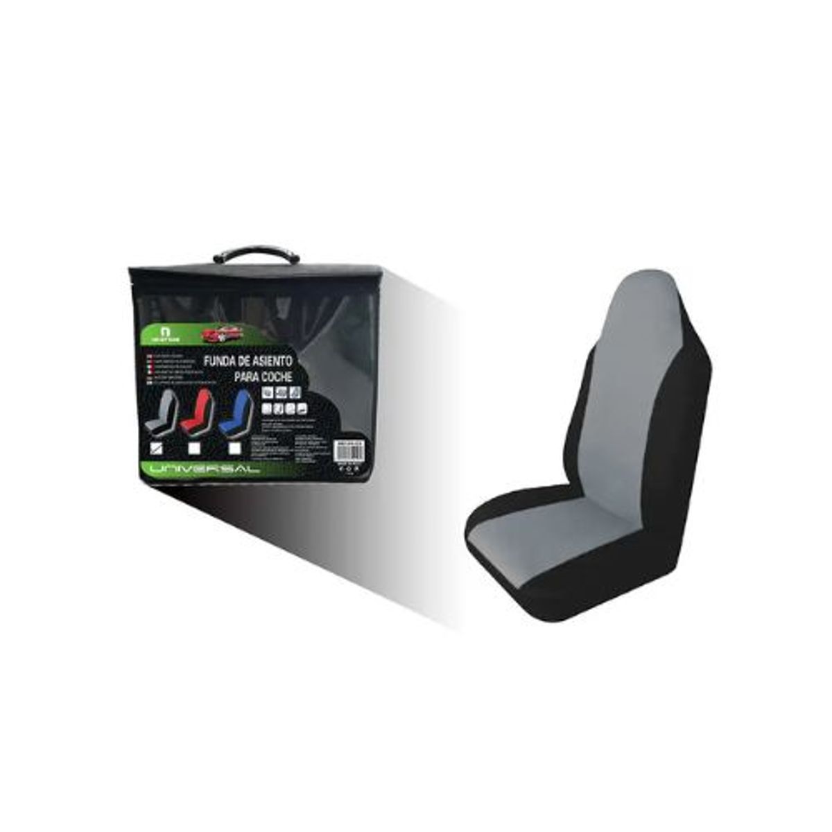 GENERICO - FUNDA 1 UNIVERSAL PARA ASIENTO DE COCHE NEGRO Y GRIS