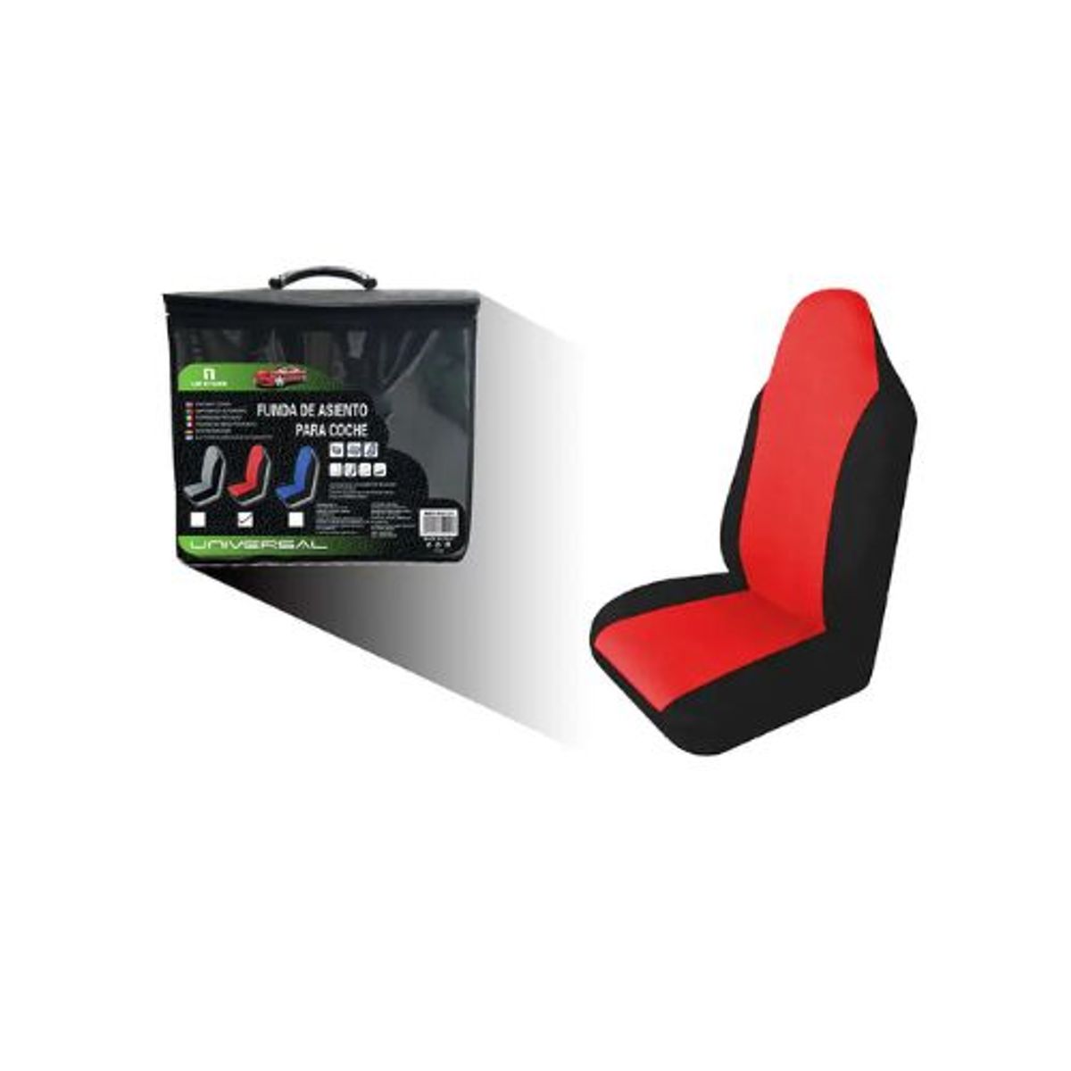 GENERICO - FUNDA 1 DE ASIENTO PARA COCHE NEGRO Y ROJO