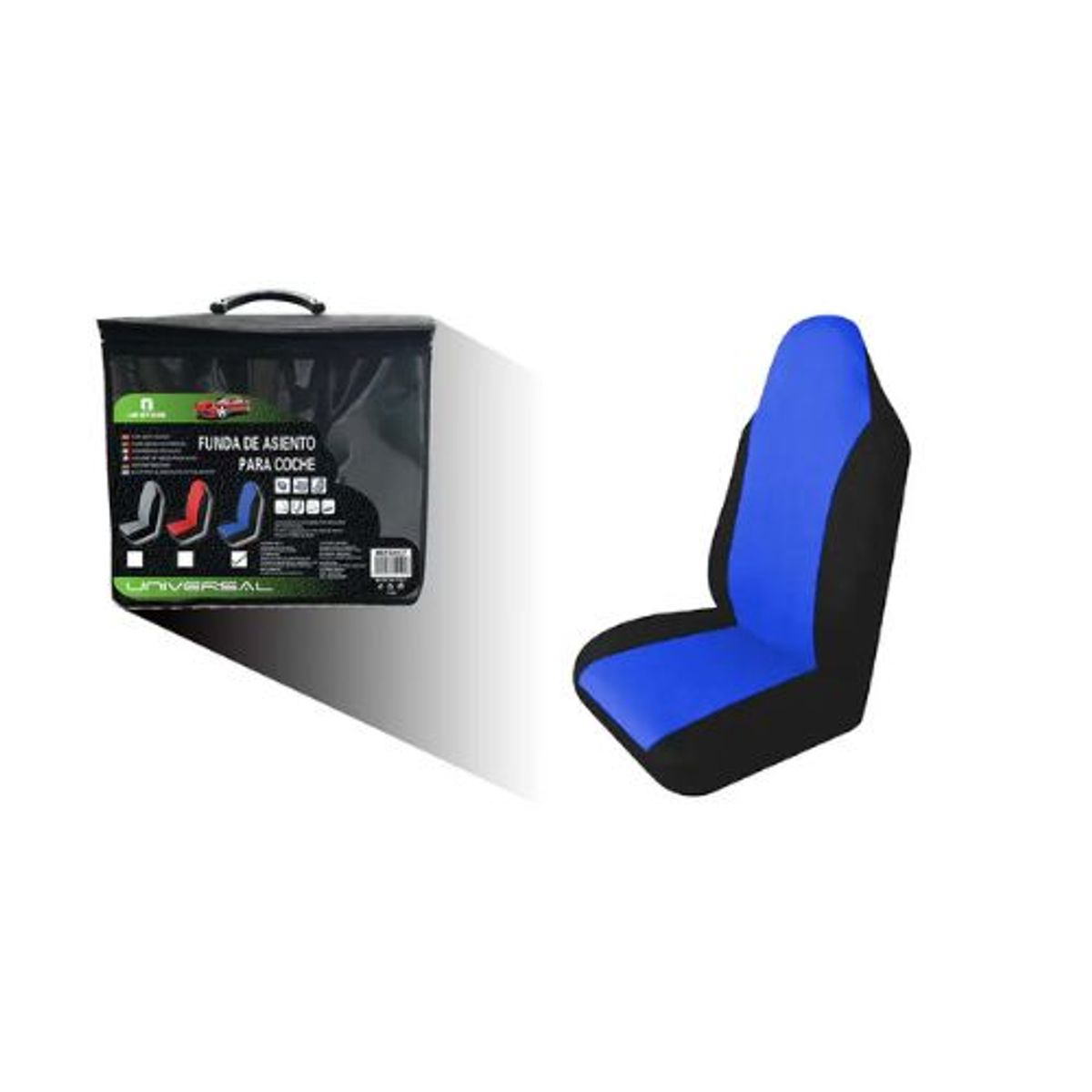 GENERICO - FUNDA 1 DE ASIENTO PARA COCHE NEGRO Y AZUL