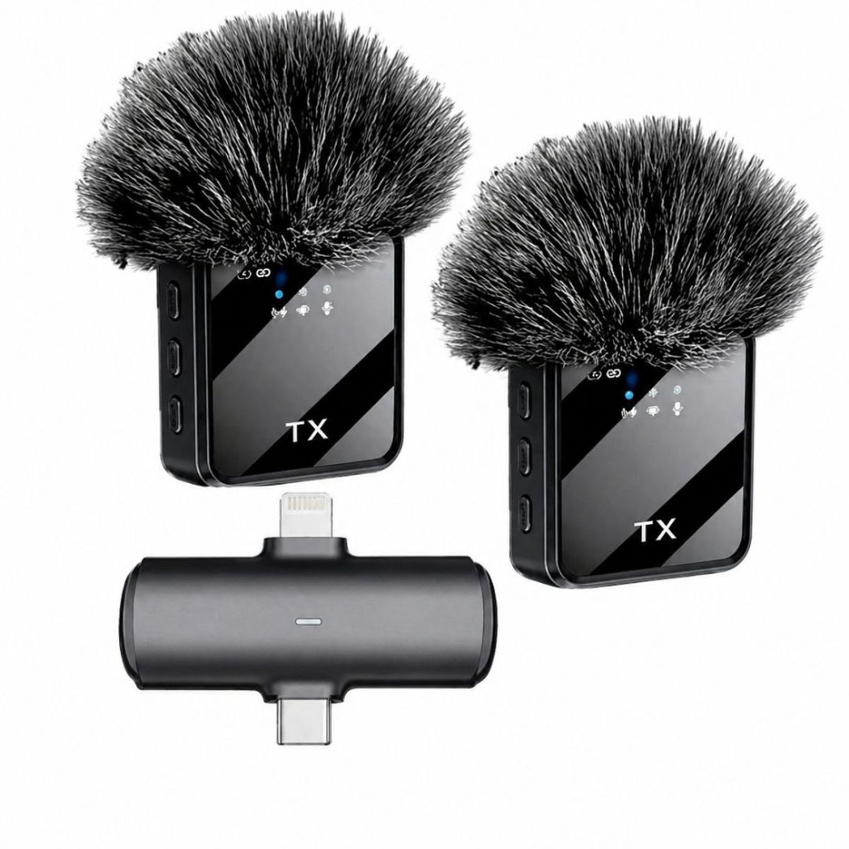 IRM - Pack 2 Microfonos Inalambrico 3 En 1 Para iPhone Android Pc
