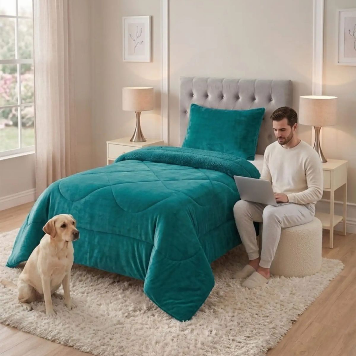 GENERICO - Cubrecama Plush con Chiporro Plaza y Media Diseño Premium