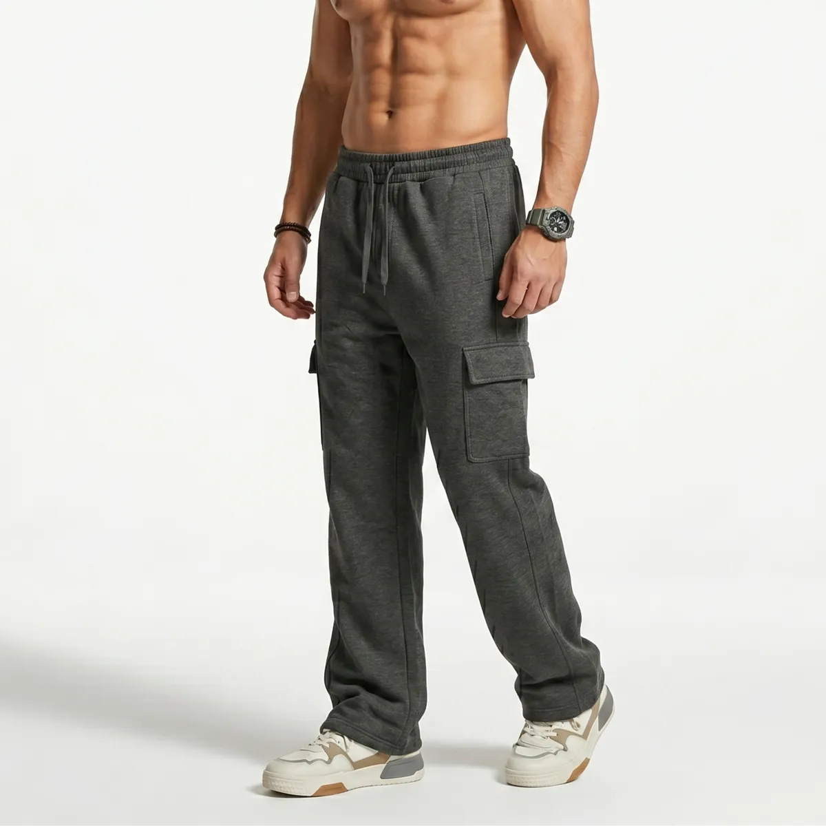 D'JOE - Pantalon Buzo Cargo Forro Polar Hombre