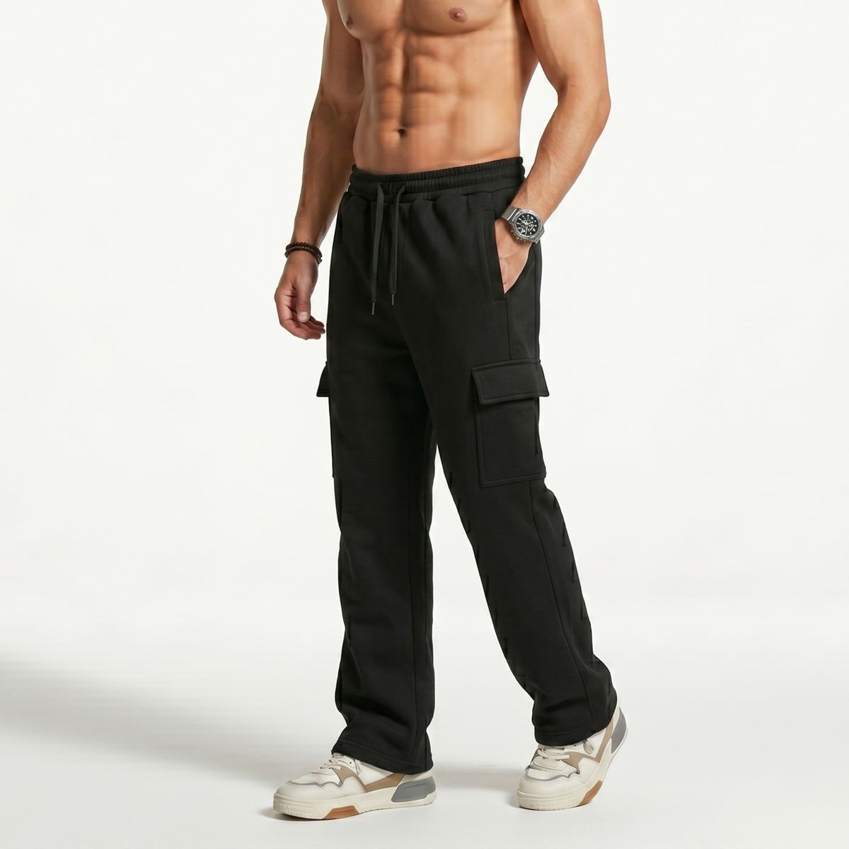 D'JOE - Pantalon Buzo Cargo Forro Polar Hombre