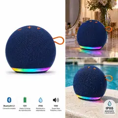 GENERICO - Parlante Bluetooth AIX Inalámbrico 15W Azul con Luz LED y Resistencia IPX6