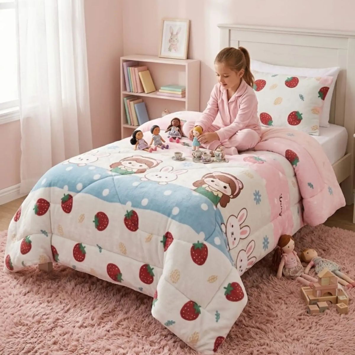 GENERICO - Cubrecama Plush con Chiporro Plaza y Media Diseño Premium