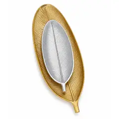 GENERICO - Set Bandejas Decorativas Hoja Dorada + Plateada 2 Piezas – Estilo Elegante para Hogar