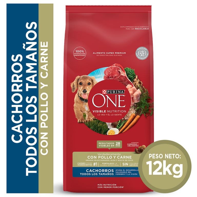 Alimento seco para perro PURINA ONE Cachorro Pollo y Carne 12kg
