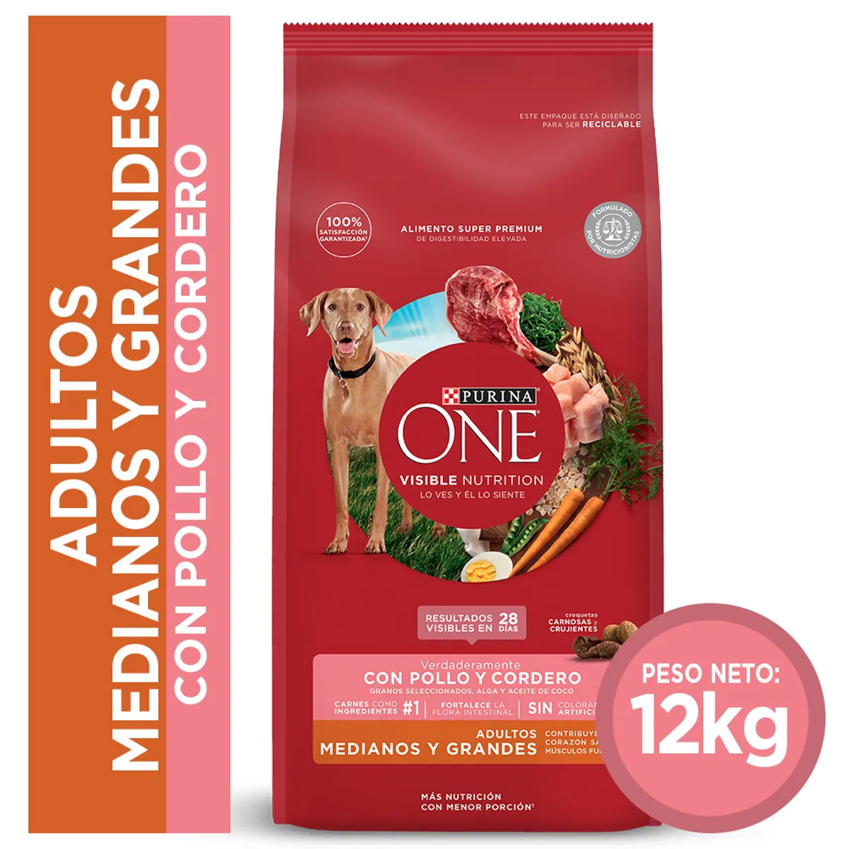 PURINA ONE - Alimento para perro PURINA® ONE® Adultos Medianos y Grandes Pollo y Cordero 12kg