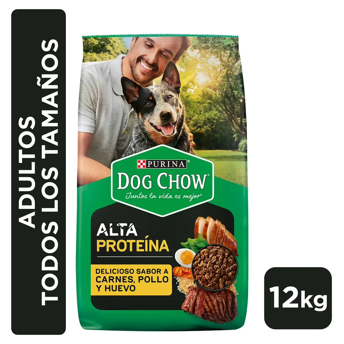 DOG CHOW - Alimento seco para perro DOG CHOW® Adultos Todos los Tamaños Alta Proteína 12kg
