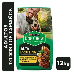 DOG CHOW - Alimento seco para perro DOG CHOW® Adultos Todos los Tamaños Alta Proteína 12kg
