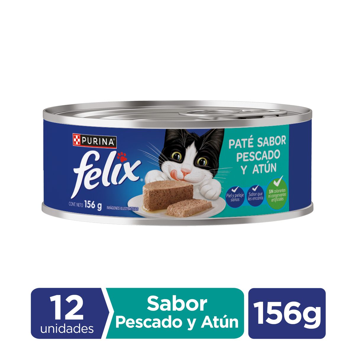FELIX LATA - Pack x12 Alimento húmedo para gato FELIX® Paté Pescado y Atún Lata 156g