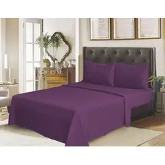 GENERICO - Juego de Sábana Polar 1.5 Plazas Color Morado MP006