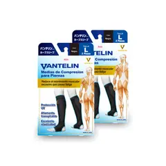 VANTELIN - Pack Doble Pantorrillera Compresora L, Black