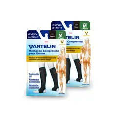 VANTELIN - Pack Doble Pantorrillera Compresora M, Black