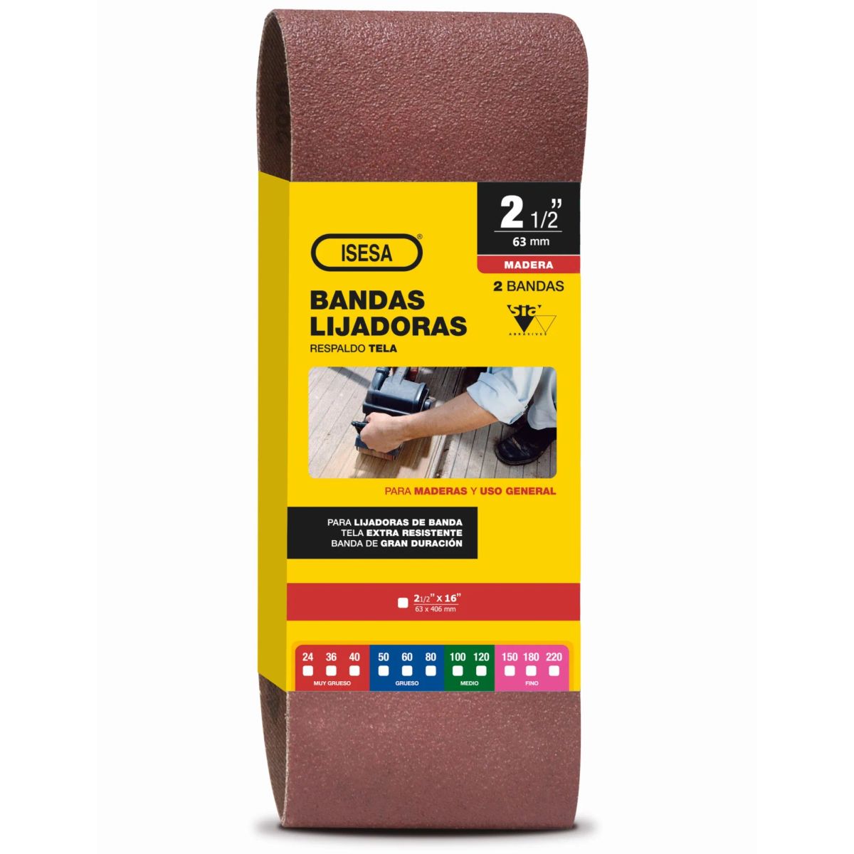 GENERICO - Pack 2 Und. Banda Lija Madera 2 12 x 16 Grano 60 Siawood 2920
