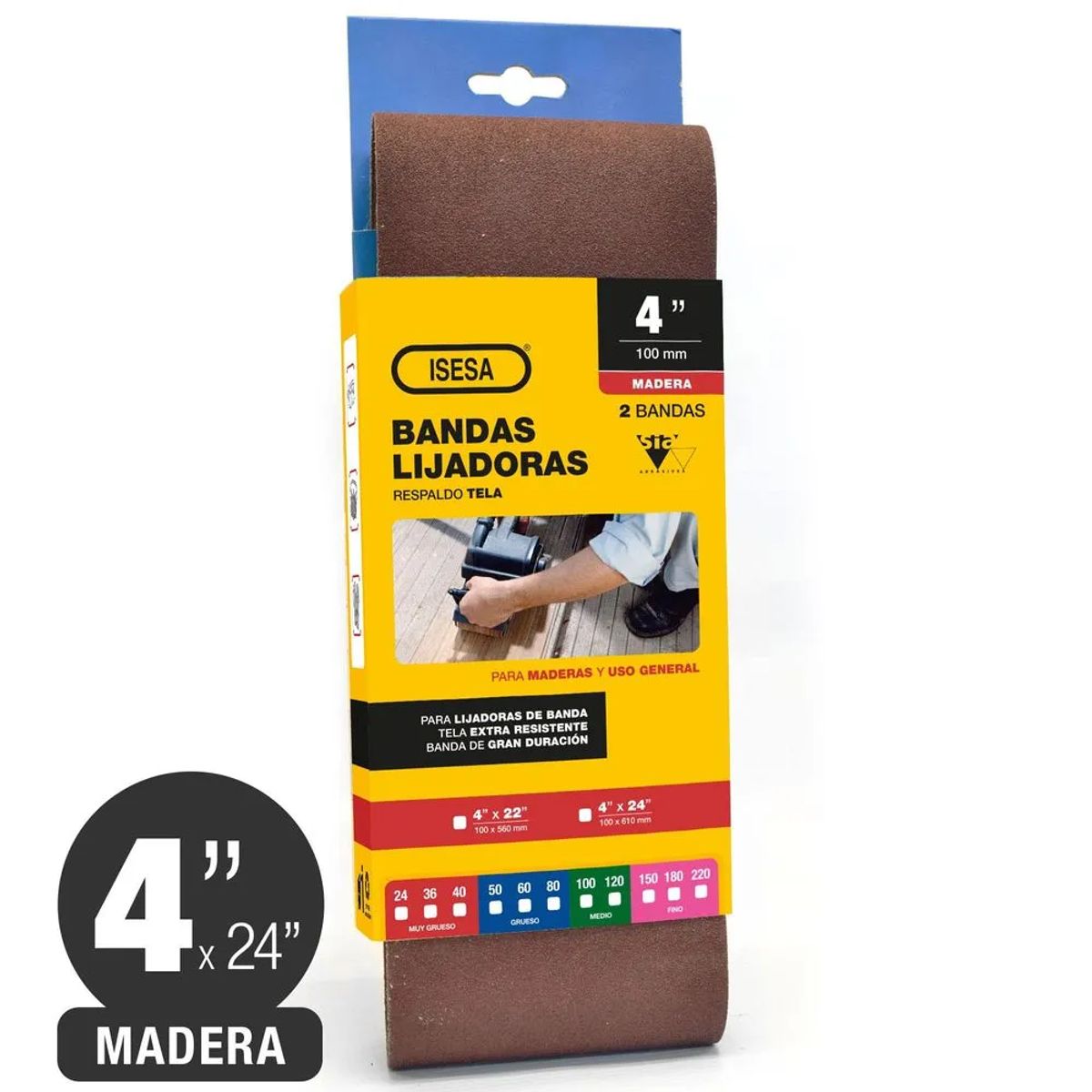 GENERICO - Pack 2 Und. Banda Lija Madera 4 x 24 Grano 80 Siawood 2920