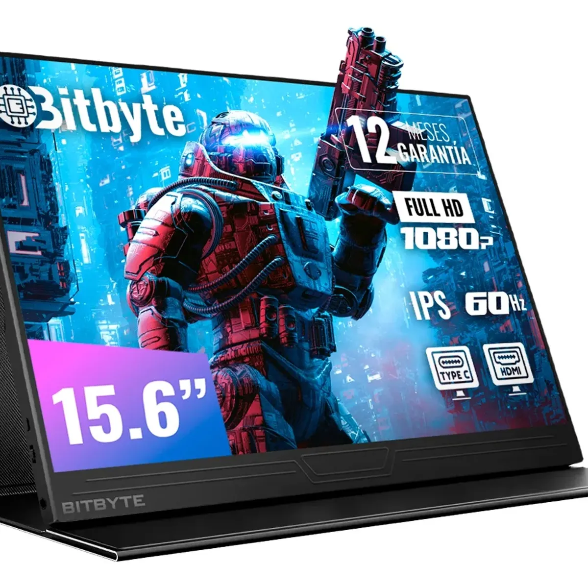 GENERICO - Monitor Portátil Bitbyte 15.6 Full Hd Ips Con Parlante Color Negro
