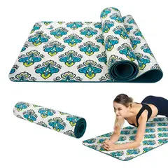 PWRFITNESS - Mat de Yoga Antideslizante Diseño Floral Verde Fitness Pilates