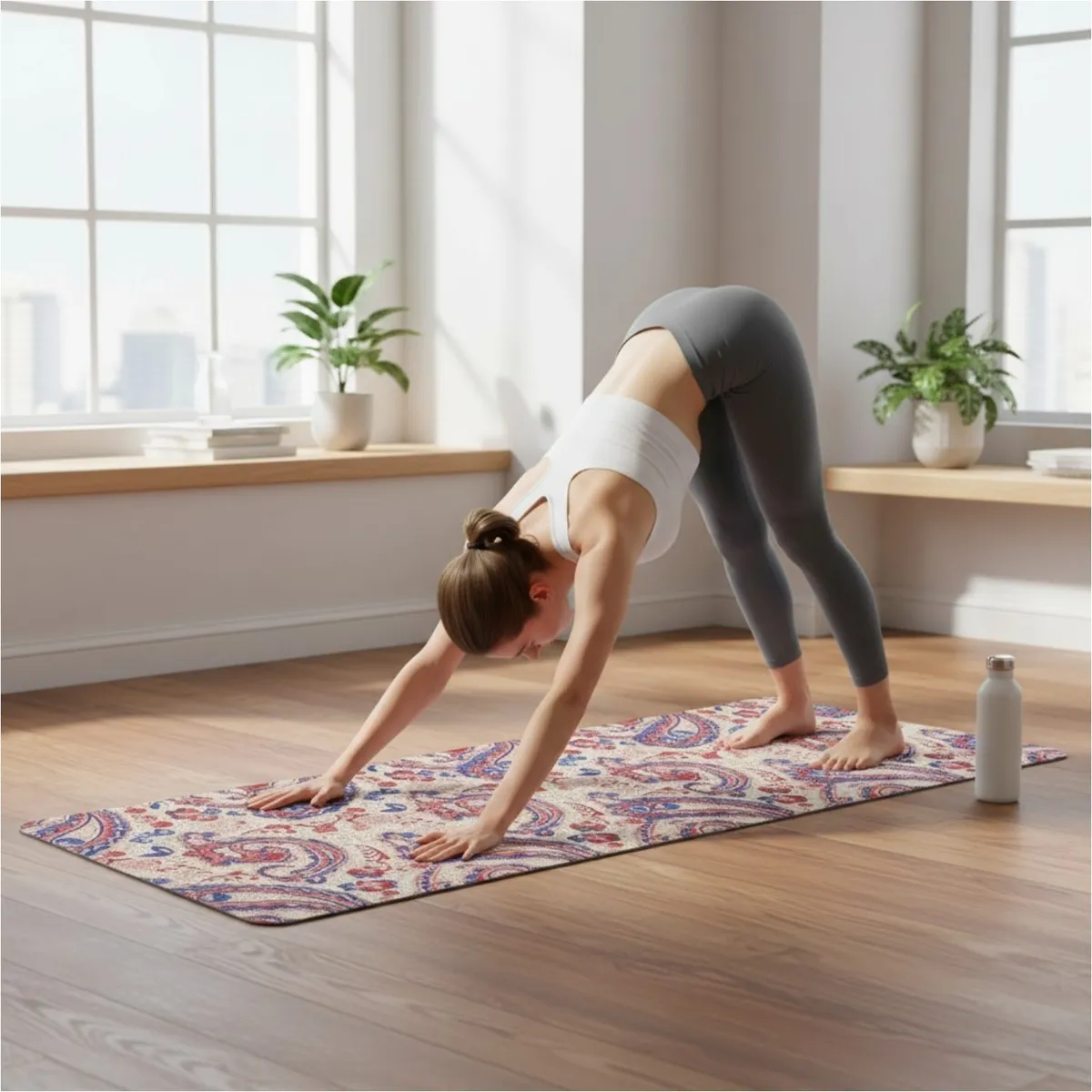 PWRFITNESS - Mat de Yoga Antideslizante Diseño Clásico Estampado Fitness