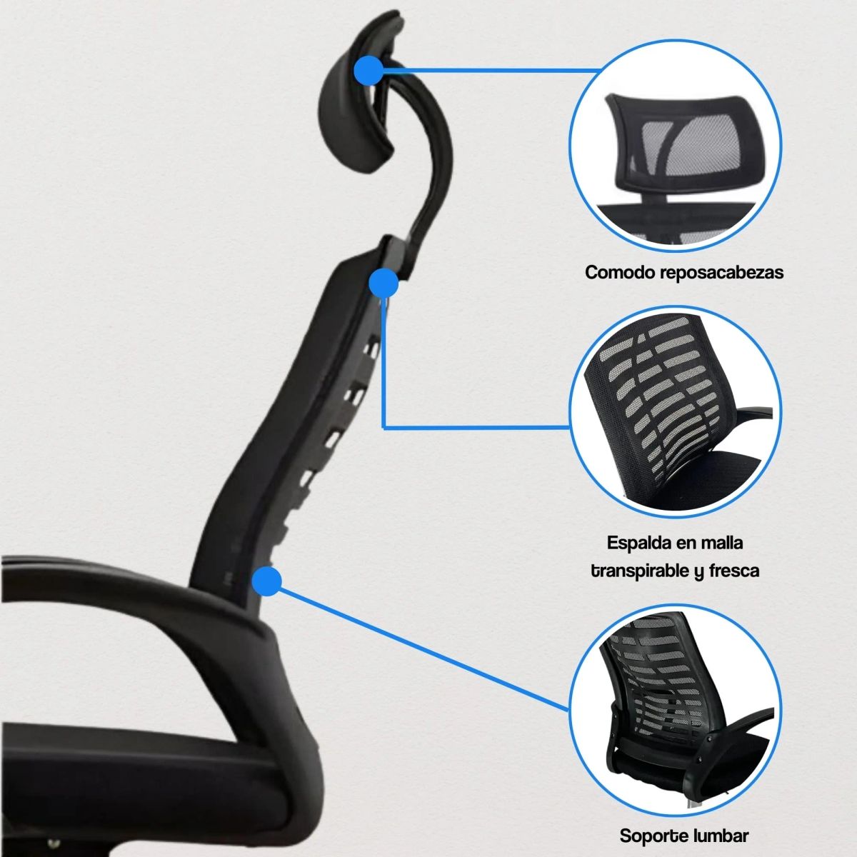 ARTHOME - Silla De Oficina Ejecutiva Madrid Ergonomica Color Negra y Gris