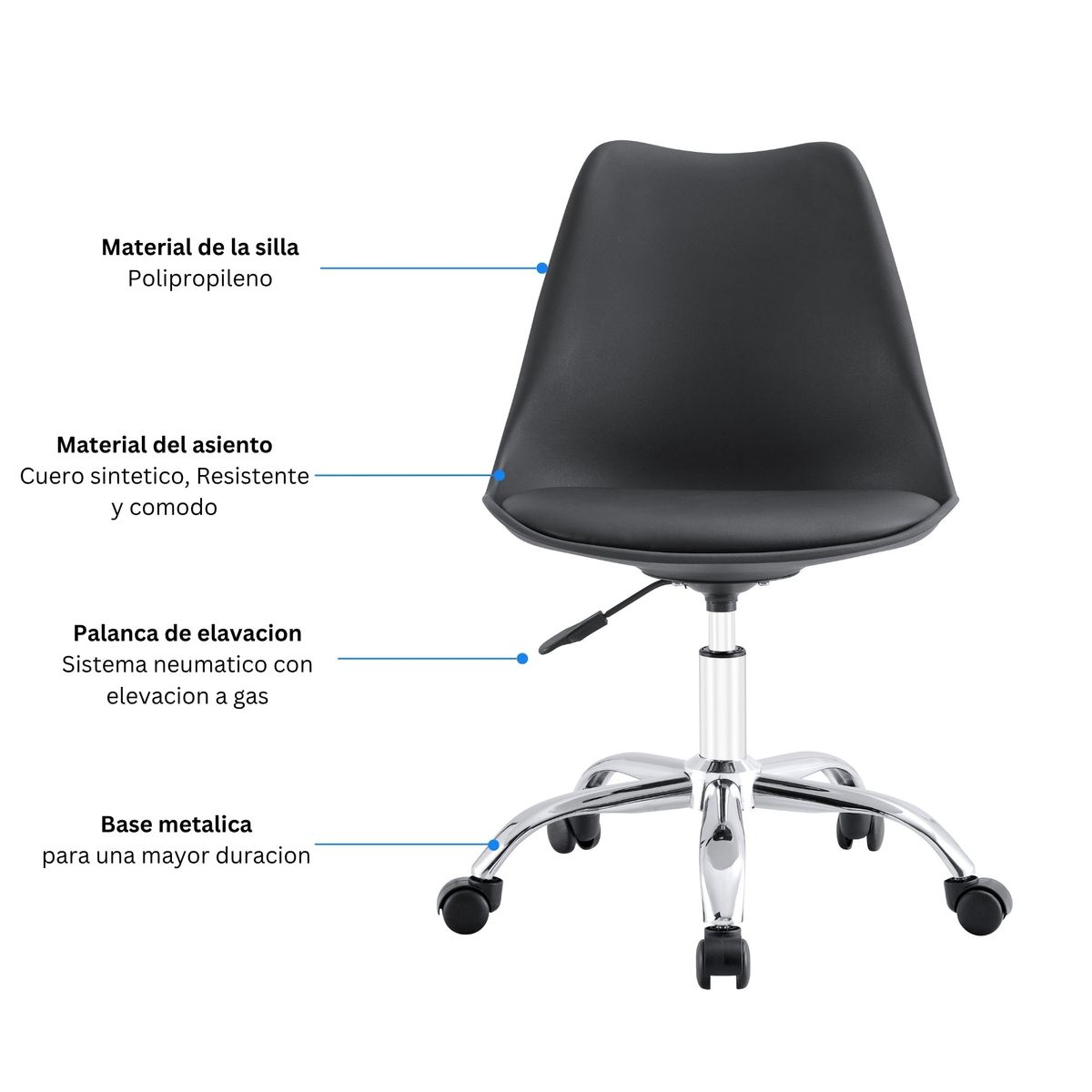 ARTHOME - Silla de Oficina Ergonómica Shanghai Blanca Altura Ajustable
