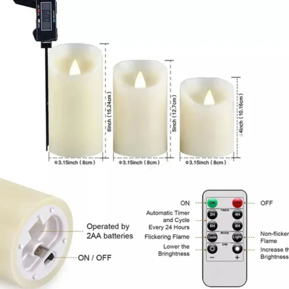 MOVI - Velas LED para Decoración Interior con Luz Cálida X3