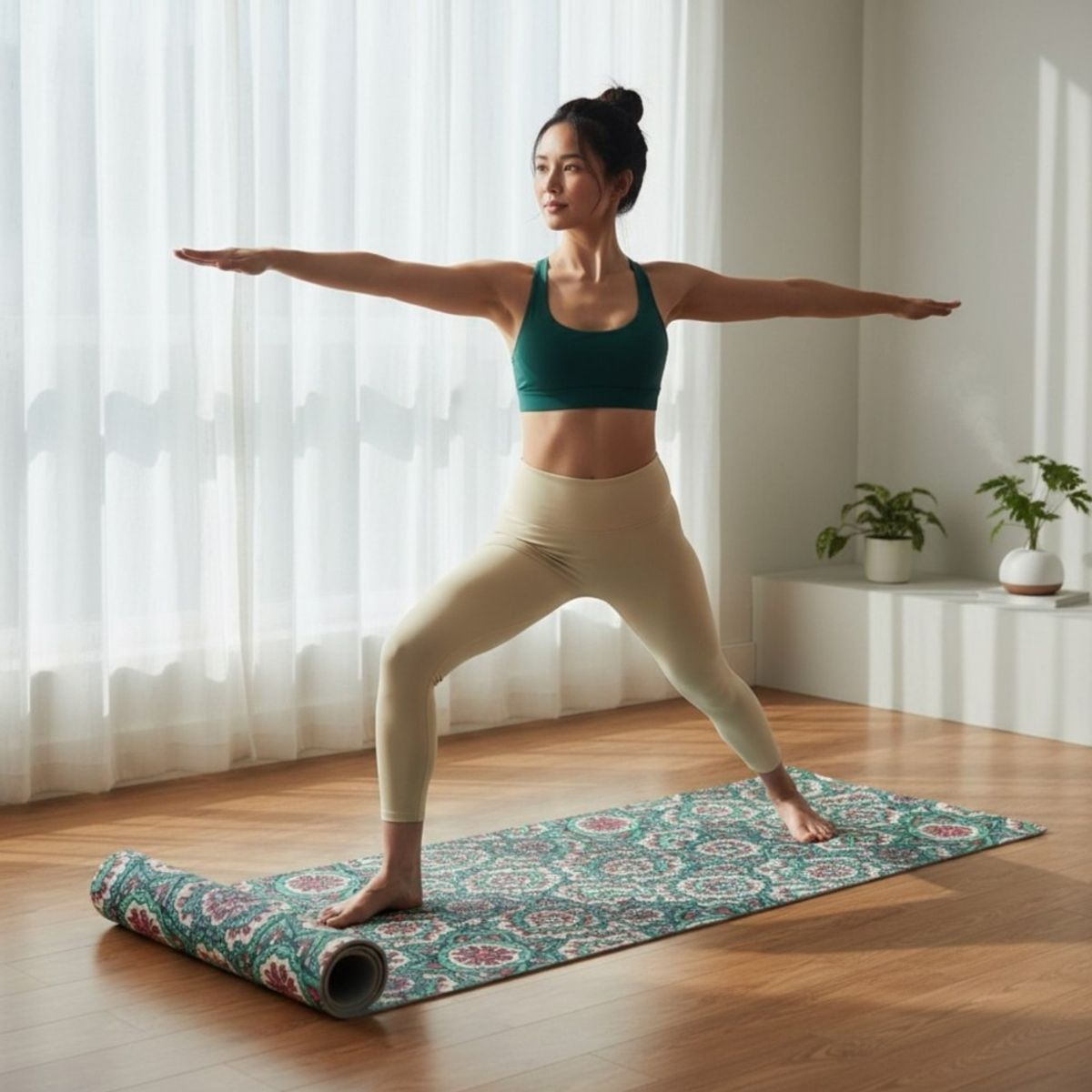 Mat de Yoga Antideslizante Diseño Artístico Multicolor Fitness, marca PWRFITNESS - Foto 2