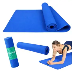 PWRFITNESS - Mat de Yoga 6 mm Azul Antideslizante para Yoga Pilates y Ejercicio