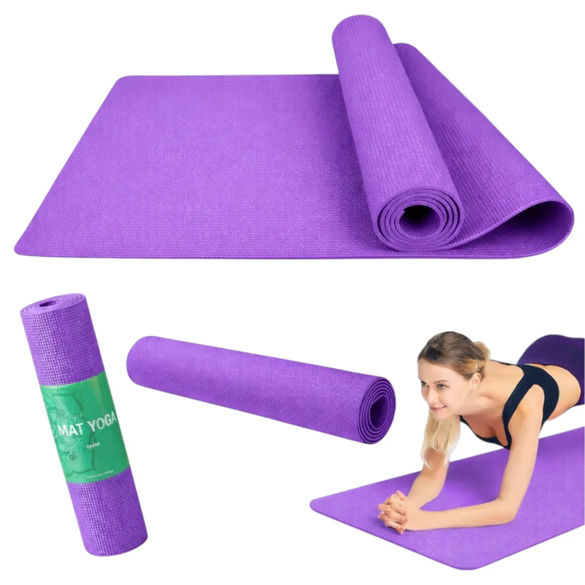 PWRFITNESS - Mat de Yoga 6 mm Morado Texturado para Yoga, Pilates y Entrenamiento