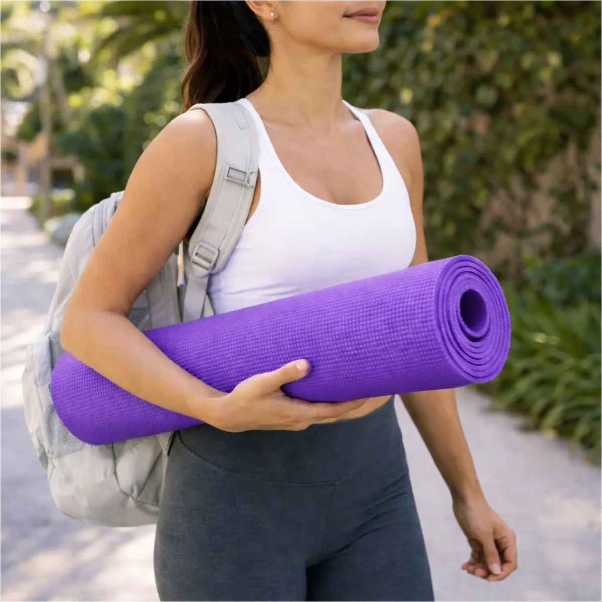 PWRFITNESS - Mat de Yoga 6 mm Morado Texturado para Yoga, Pilates y Entrenamiento