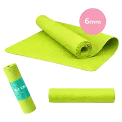 PWRFITNESS - Mat de Yoga 6 mm Verde Antideslizante para Pilates, Yoga y Ejercicio