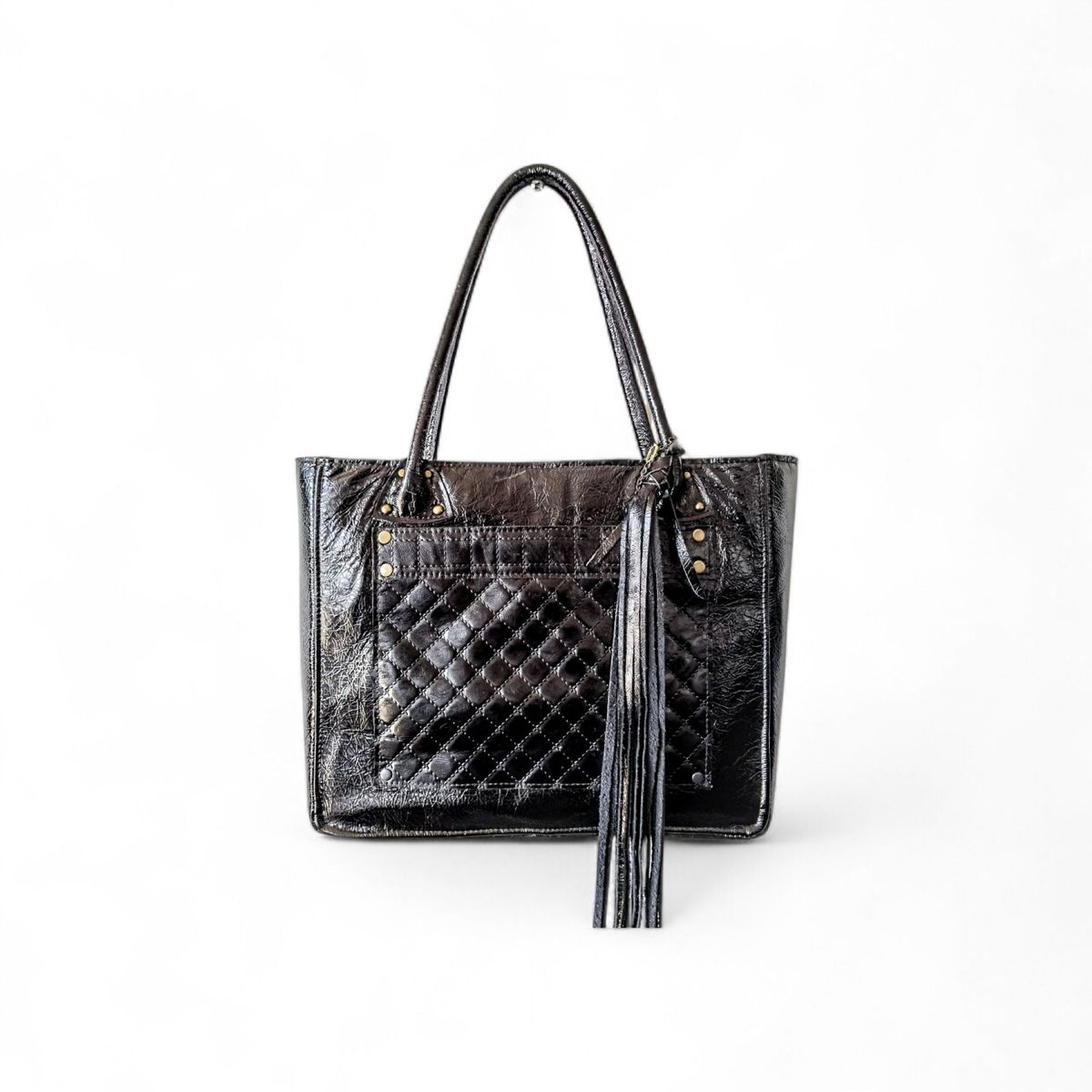 GENERICO - cartera de cuero negro, fausta y guapa. Pamela.