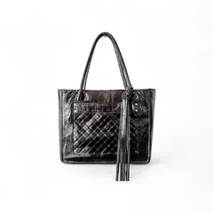 GENERICO - Cartera de cuero negro, fausta y guapa. Pamela.