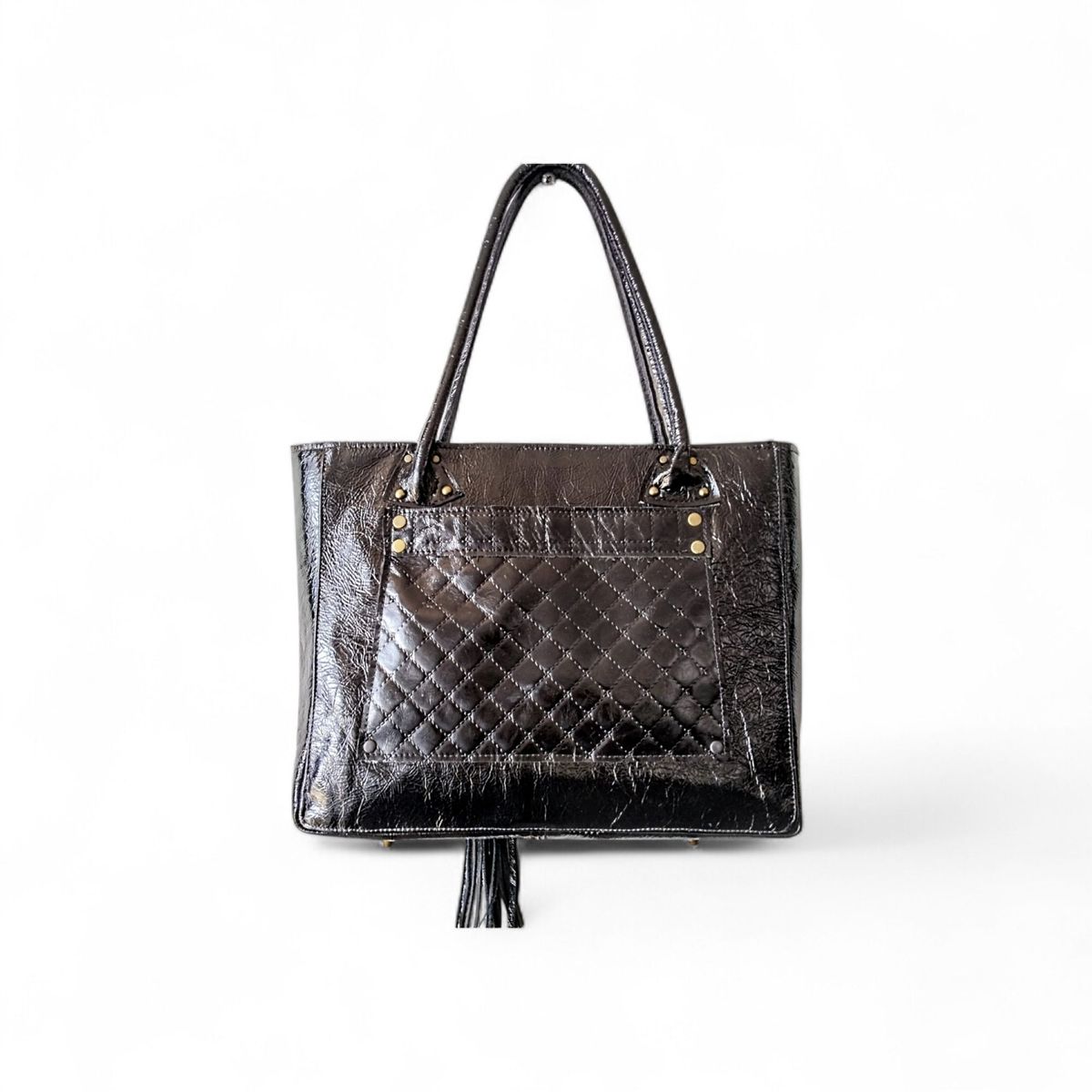 GENERICO - cartera de cuero negro, fausta y guapa. Pamela.