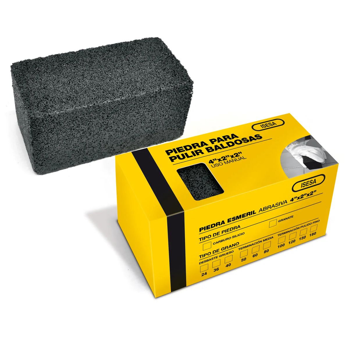 ISESA - Piedra Esmeril para Pulir Baldosas P100 Carburo Silicio 4x2x2