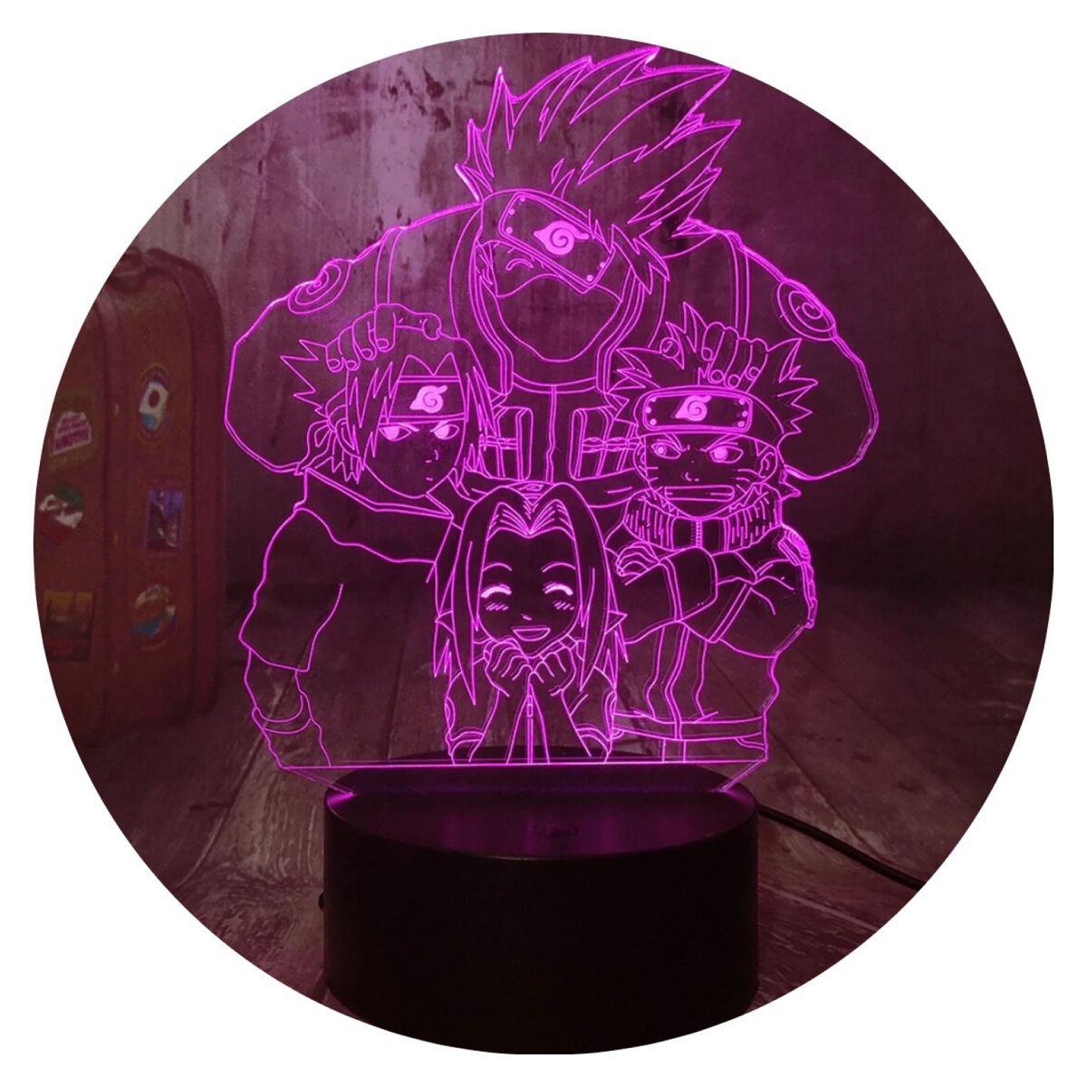 3DILUTION - Lámpara 3D Team Kakashi Naruto Base Negra