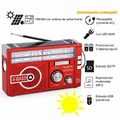 MOVI - RADIO AM-FM, CON LINTERNA, CON PANEL SOLAR, A PILAS Y RECARGABLE A 220