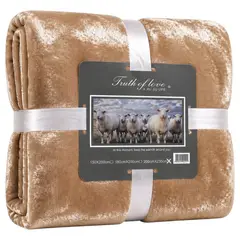 DECODREAMS - Manta Polar Plush Beige 200x230 cm Suave Decorativa para Cama y Sofá
