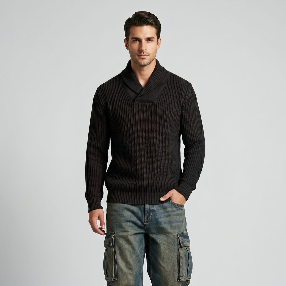 D'JOE - Suéter Jersey Cuello Smoking Tejido Hombre Otaki