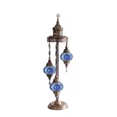 TURKUAZ - Lámpara turca de pie de 3 esferas S azul
