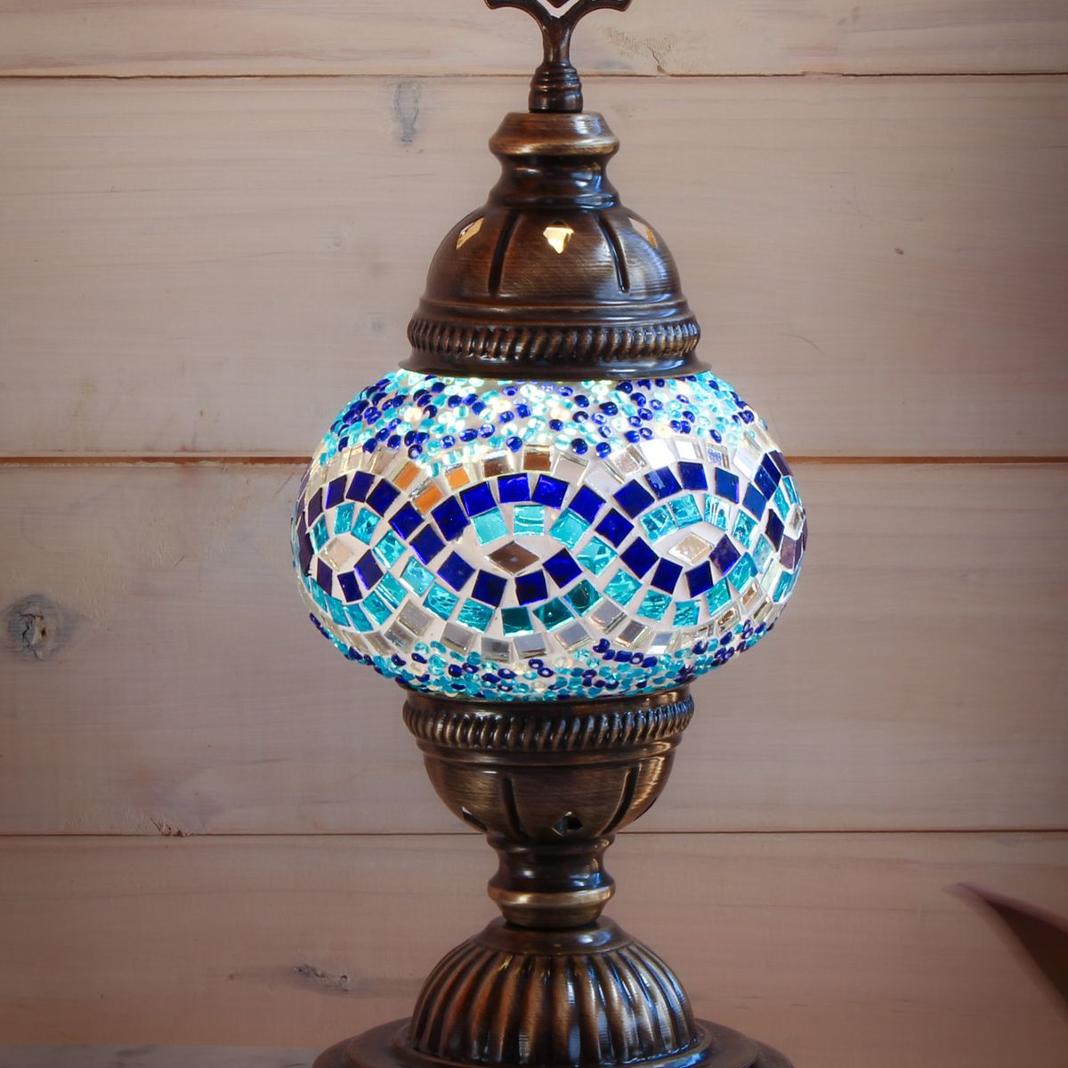 TURKUAZ - Lámpara turca de mesa S beads azul
