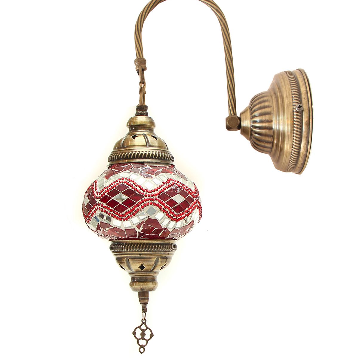 TURKUAZ - Lámpara turca de pared S roja + ampolleta