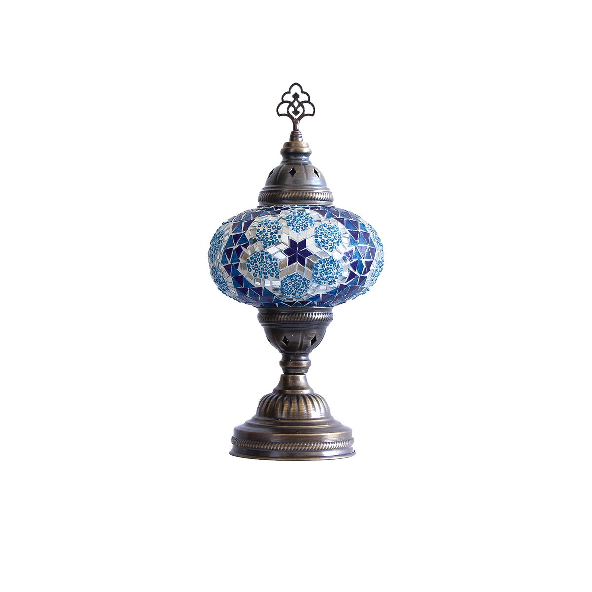 TURKUAZ - Lámpara turca de mesa M prisma azul y turquesa