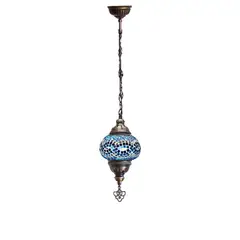 TURKUAZ - Lámpara turca colgante S rumi azul