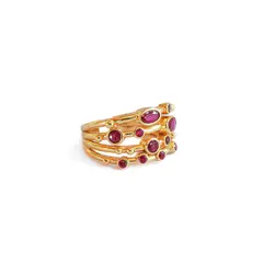 TURKUAZ - Anillo ajustable Capadocia N°5 Fucsia - Baño de oro 22 k